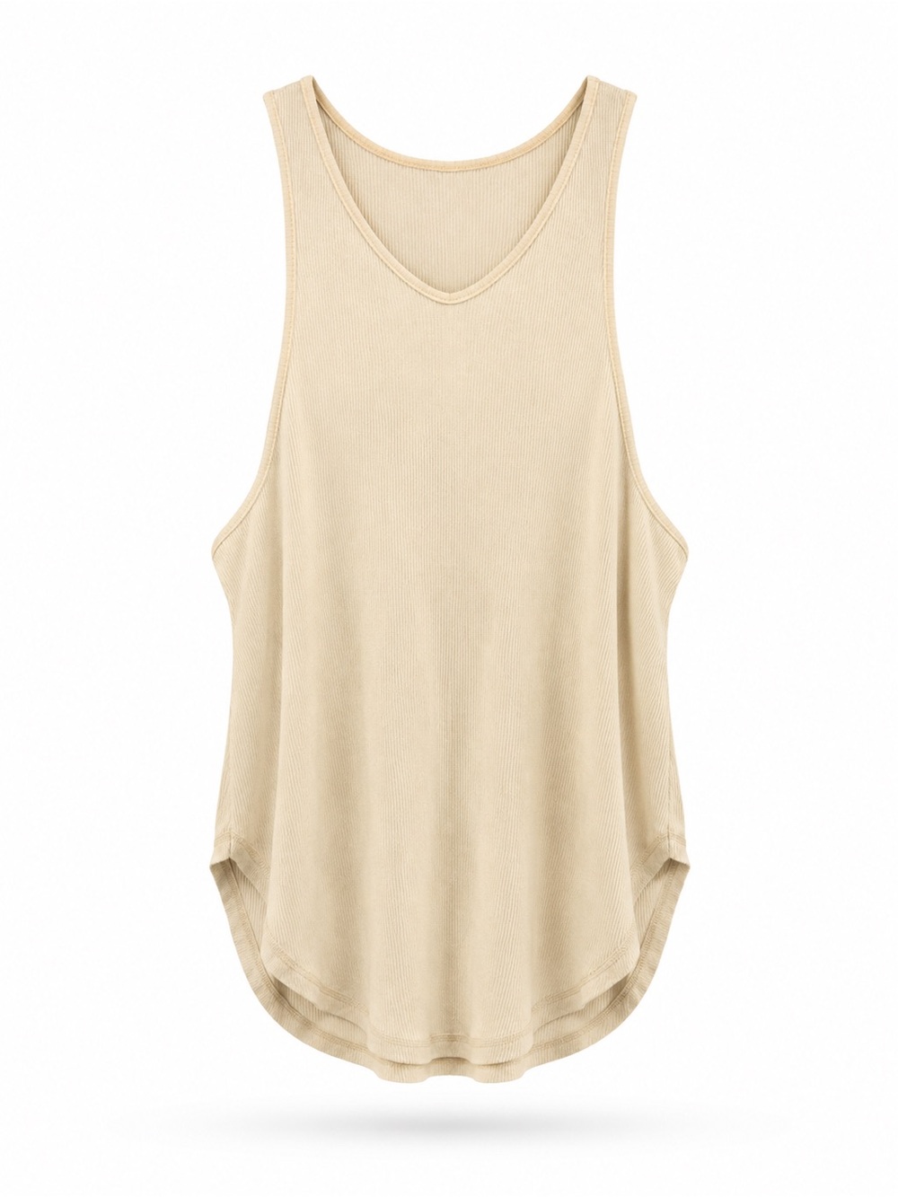 Free People Relaxed Ribbed Scoop Tank Top - Beige